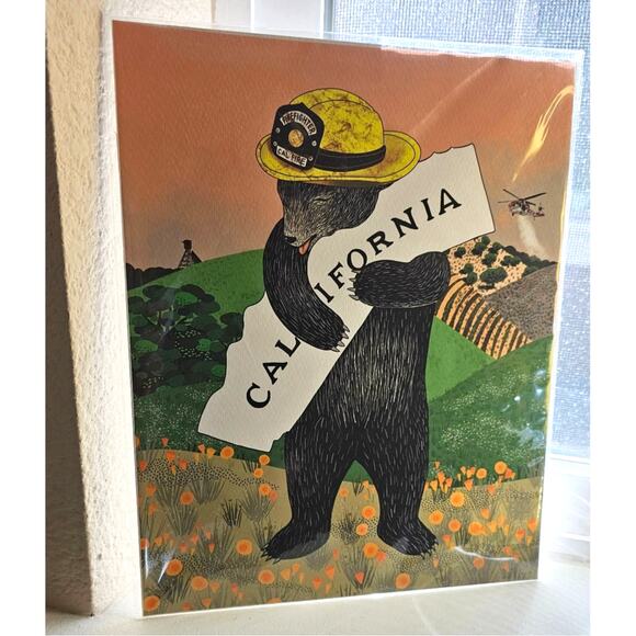 3 Fish Studios California Firefighter Print 8X10 signed by artist - Picture 1 of 2